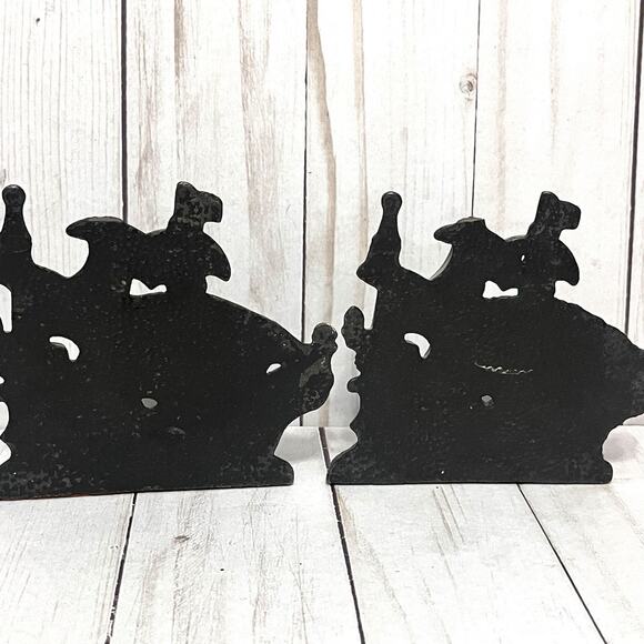 Vintage Pirate Ships Bronze Metal Cast Iron Bookends Doorstopper Set of 4 - Picture 7 of 14